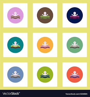 Collection of stylish icons in colorful vector image
