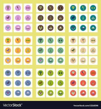 Collection of stylish icons in colorful vector image
