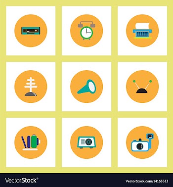Collection of stylish icons in colorful vector image