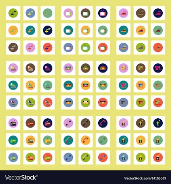 Collection of stylish icons in colorful vector image