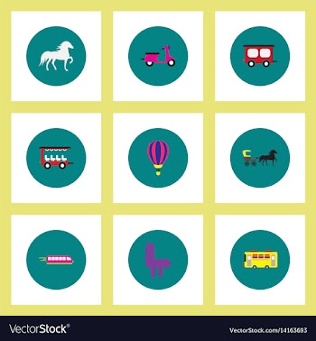 Collection of stylish icons in colorful vector image