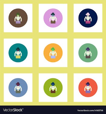 Collection of stylish icons in colorful vector image