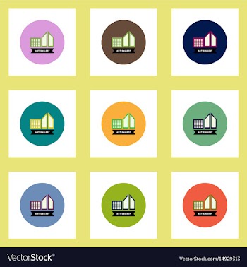 Collection of stylish icons in colorful vector image