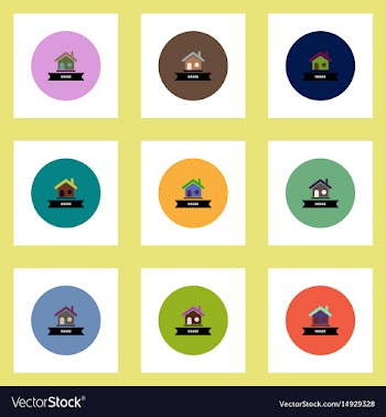 Collection of stylish icons in colorful vector image