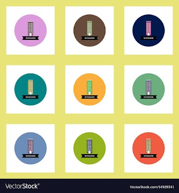 Collection of stylish icons in colorful vector image