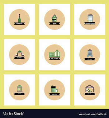 Collection of stylish icons in colorful vector image