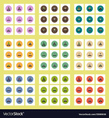 Collection of stylish icons in colorful vector image