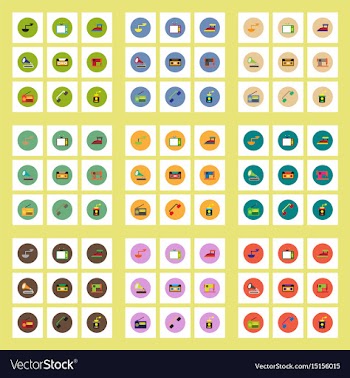 Collection of stylish icons in colorful vector image