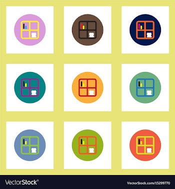 Collection of stylish icons in colorful vector image