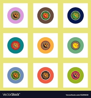 Collection of stylish icons in colorful vector image