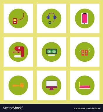 Collection of stylish icons in colorful vector image