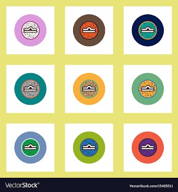 Collection of stylish icons in colorful vector image