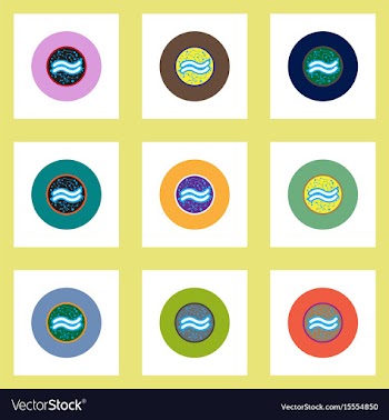 Collection of stylish icons in colorful vector image