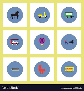 Collection of stylish icons in colorful vector image