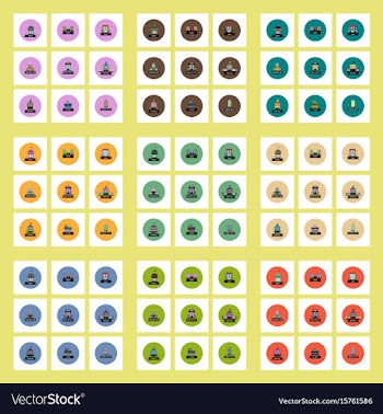 Collection of stylish icons in colorful vector image