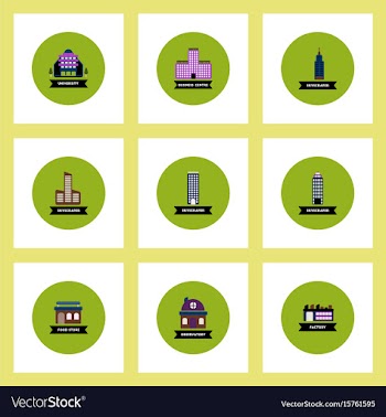 Collection of stylish icons in colorful vector image