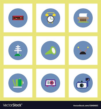 Collection of stylish icons in colorful vector image