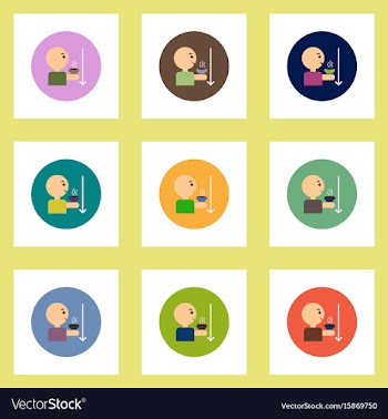 Collection of stylish icons in colorful vector image