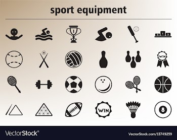 Collection of stylish icons sport equipment vector image