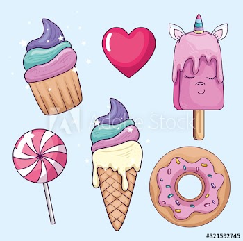 collection of sweet and fantasy icons design