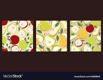 collection of three seamless patterns with apples