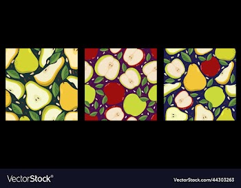 collection of three seamless patterns with apples