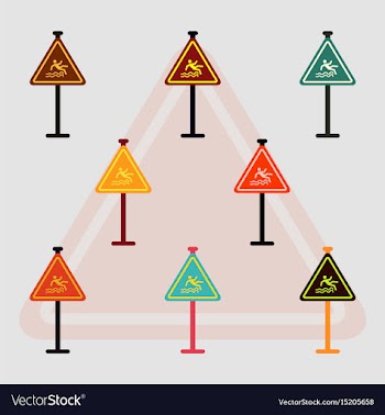 Collection of traffic sign caution danger of vector image