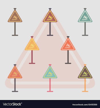 Collection of traffic sign caution danger of vector image