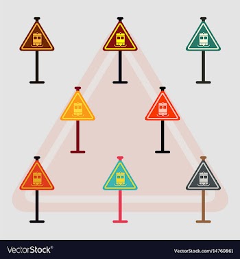 Collection of tram traffic sign vector image