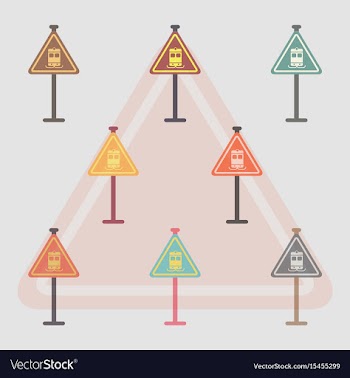 Collection of tram traffic sign vector image