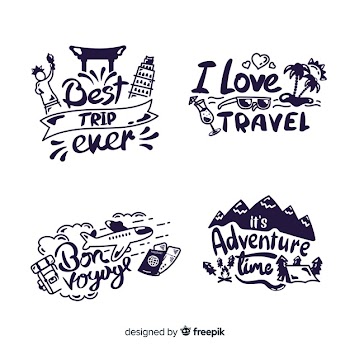 Collection of travel lettering badges Free Vector