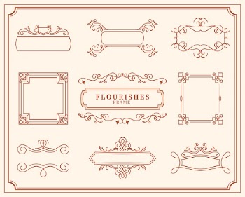 Collection of vintage ornament frame illustration