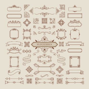 Collection of vintage ornament frame illustration Free Vector