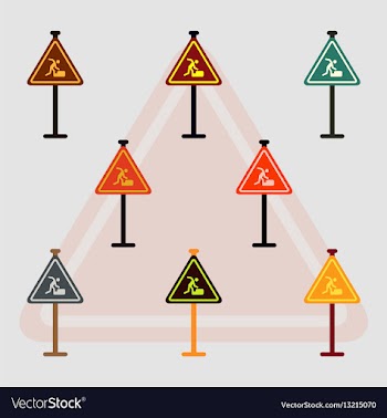 Collection of warning falling on the stairs road vector image