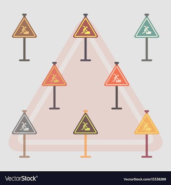 Collection of warning falling on the stairs road vector image