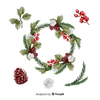 Collection of watercolor christmas flower Free Vector