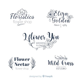 Collection of wedding florist logos Free Vector