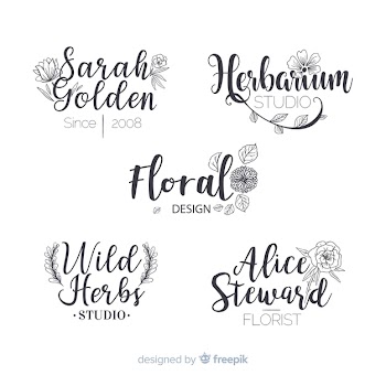 Collection of wedding florist logos Free Vector