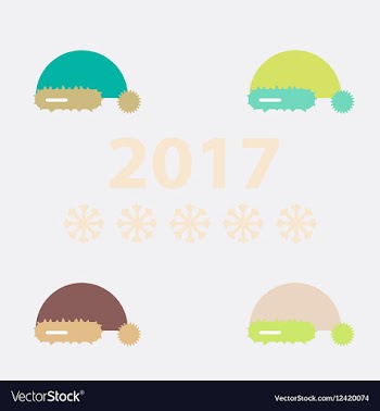 Collection of winter hat Santa vector image