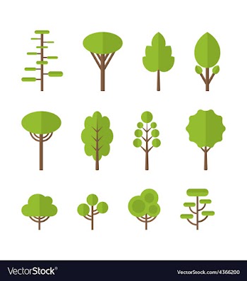  					Collection set flat icons tree garden bush vector&nbsp;image														
