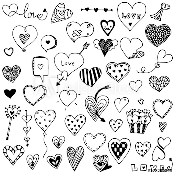 collection set of hand drawn cute heart doodle Valentine's ...