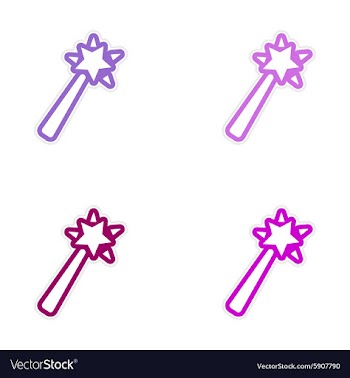 Collection stickers magic wand on a white vector image