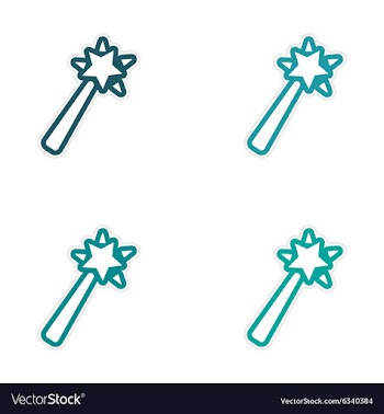 Collection stickers magic wand on a white vector image