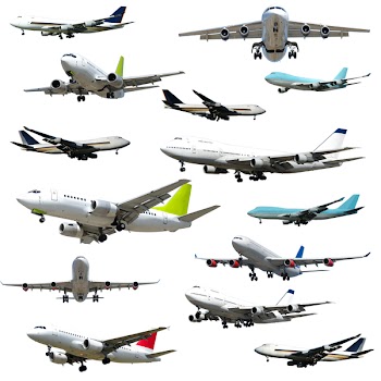 Collection with many planes isolated on a clean white background. 5000 x 5000 pixels