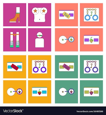 Collection with sex subject icons with thin black vector image