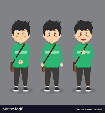 college student character with expression