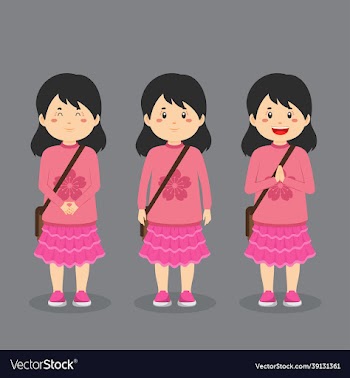 college student character with expression