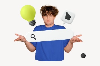 College student shrugging, search bar | Free Photo - rawpixel