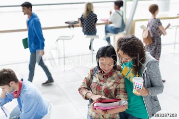 College students using digital tablet