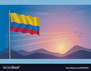 colombia flag in the morning sun